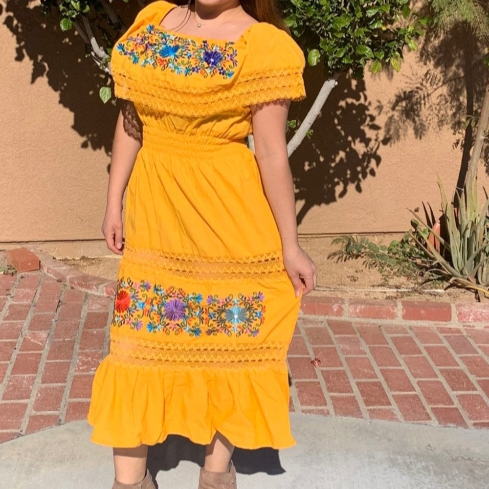 Embroidered Yellow Dress